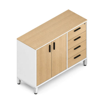 Credenza para Oficina Alta Derecha - VERSA VENTO PLUS - Varios Colores - 2 Puertas Melamínicas con 1 Entrepaño Interno Ajustable - VP-844D VENTO PLUS - VERSA - NOGAL BEAT - Credenza