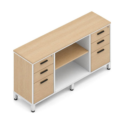 Credenza para Oficina Alta - VERSA VENTO PLUS - Varios Colores - 1 Entrepaño Central Abierto Melamínico Ajustable en Altura - VP-868 VENTO PLUS - VERSA - NOGAL BEAT - Credenza