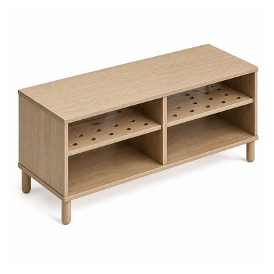 Credenza para Oficina Baja con 2 Entrepaños Metálicos Estampado Plug - VERSA READY - Varios Colores - Altura 52 cm - 4 Patas Cortas Ready Acero Blanco Altura 12cm - RE-808M - VERSA - NOGAL BEAT - Credenza