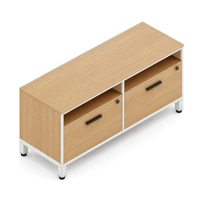 Credenza para Oficina Baja con Gavetas con Accesorios Folder - VERSA UNI - Estructura Blanco - Jaladeras Niza - CS-816M UNI - VERSA - NOGAL BEAT - Credenza