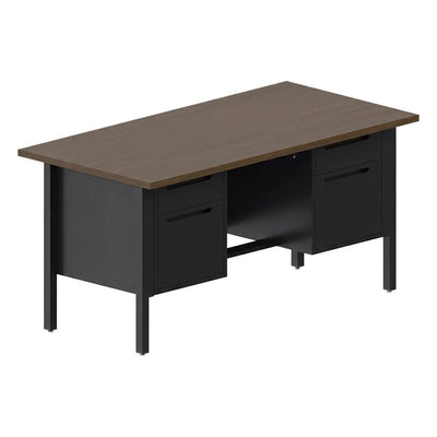 Escritorio 4 Gavetas para Oficina Ejecutiva - GEBESA NOVA - Frente 180 cm - Cubierta de Melamina y Base de Acero - GAN220180 - GEBESA - NOGAL BEAT - Escritorio de Oficina