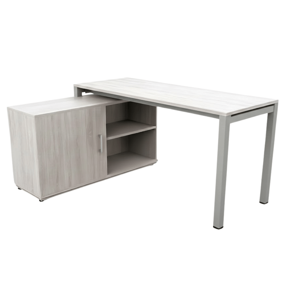 Escritorio de Oficina Ejecutivo - NOGAL BEAT HAMILTON 150 X 60 - Escritorio Sobre Credenza - Varios Colores - Acero Calibre 16 - Escritorio sobre credenza Hamilton 150x60 c/ cubierta 19mm - MOBILIARIO EN MOVIMIENTO - NOGAL BEAT - Escritorio