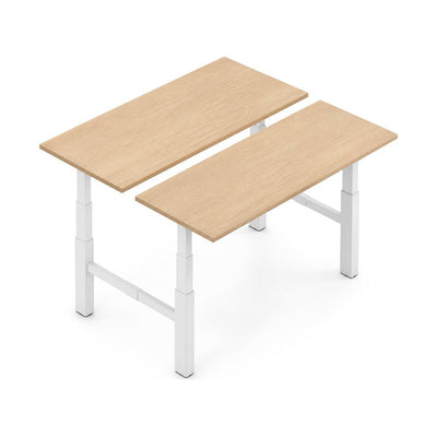 Escritorio de Oficina Trabajo Estructura Metálica Leva Doble - VERSA LEVA - Estructura Blanco - 130 × 80 cm - Ajuste Eléctrico de Ancho y Altura - LV-512 - VERSA - NOGAL BEAT - Escritorio de Oficina
