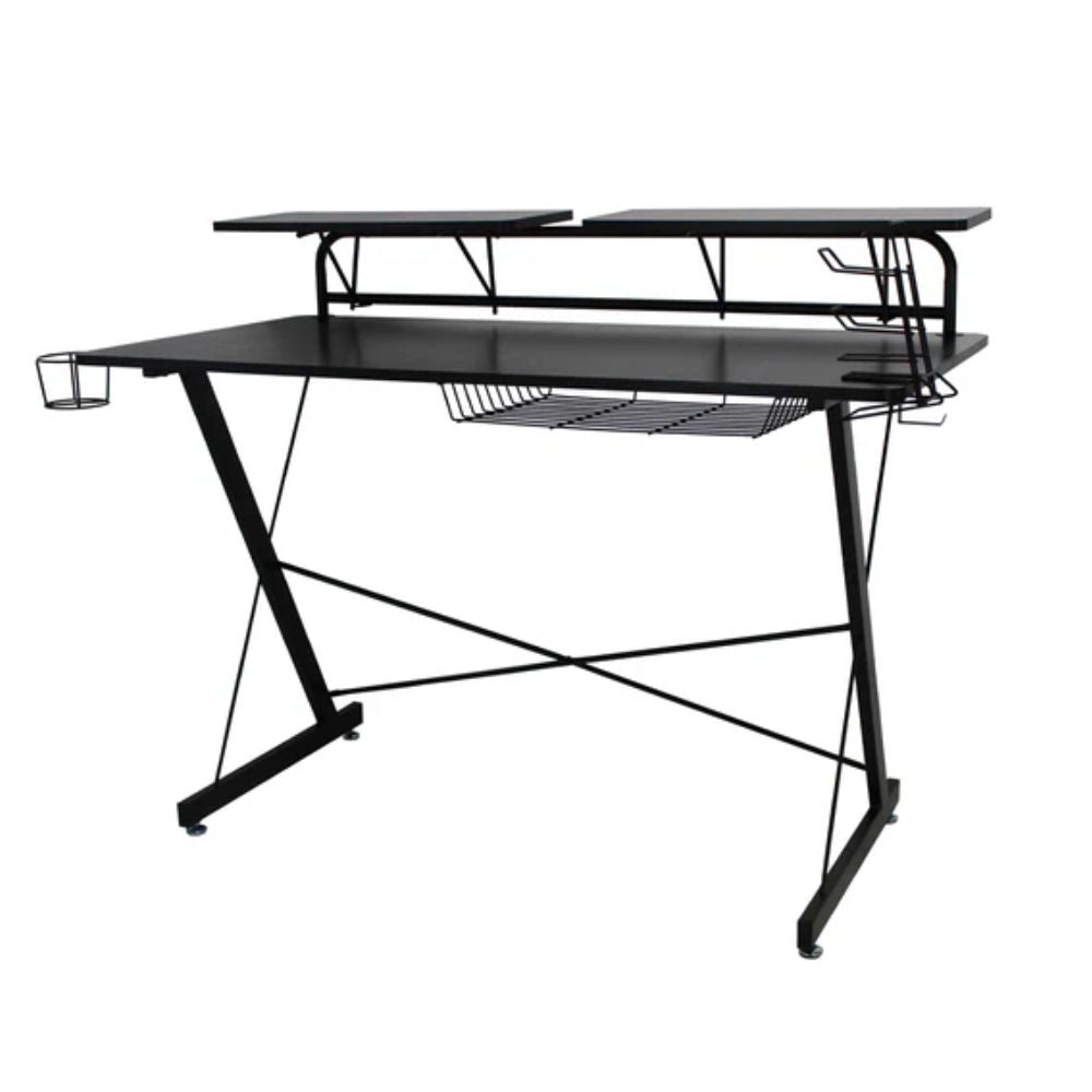 ESCRITORIO KINGSTRONG NOVA 120X60 MOB - 282 ESCR0903187 | Escritorio Ocasional Zonas de Estudio | Repisas Móviles Rejilla en la Parte Inferior Base Metal | Negro | Madera | Interior - ESCR0903187 - Mundo In - NOGAL BEAT - Escritorio