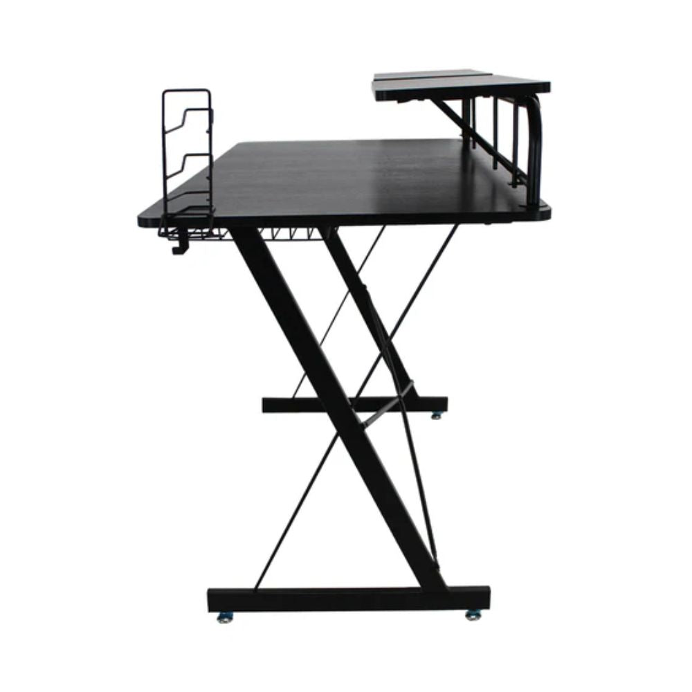 ESCRITORIO KINGSTRONG NOVA 120X60 MOB - 282 ESCR0903187 | Escritorio Ocasional Zonas de Estudio | Repisas Móviles Rejilla en la Parte Inferior Base Metal | Negro | Madera | Interior - ESCR0903187 - Mundo In - NOGAL BEAT - Escritorio