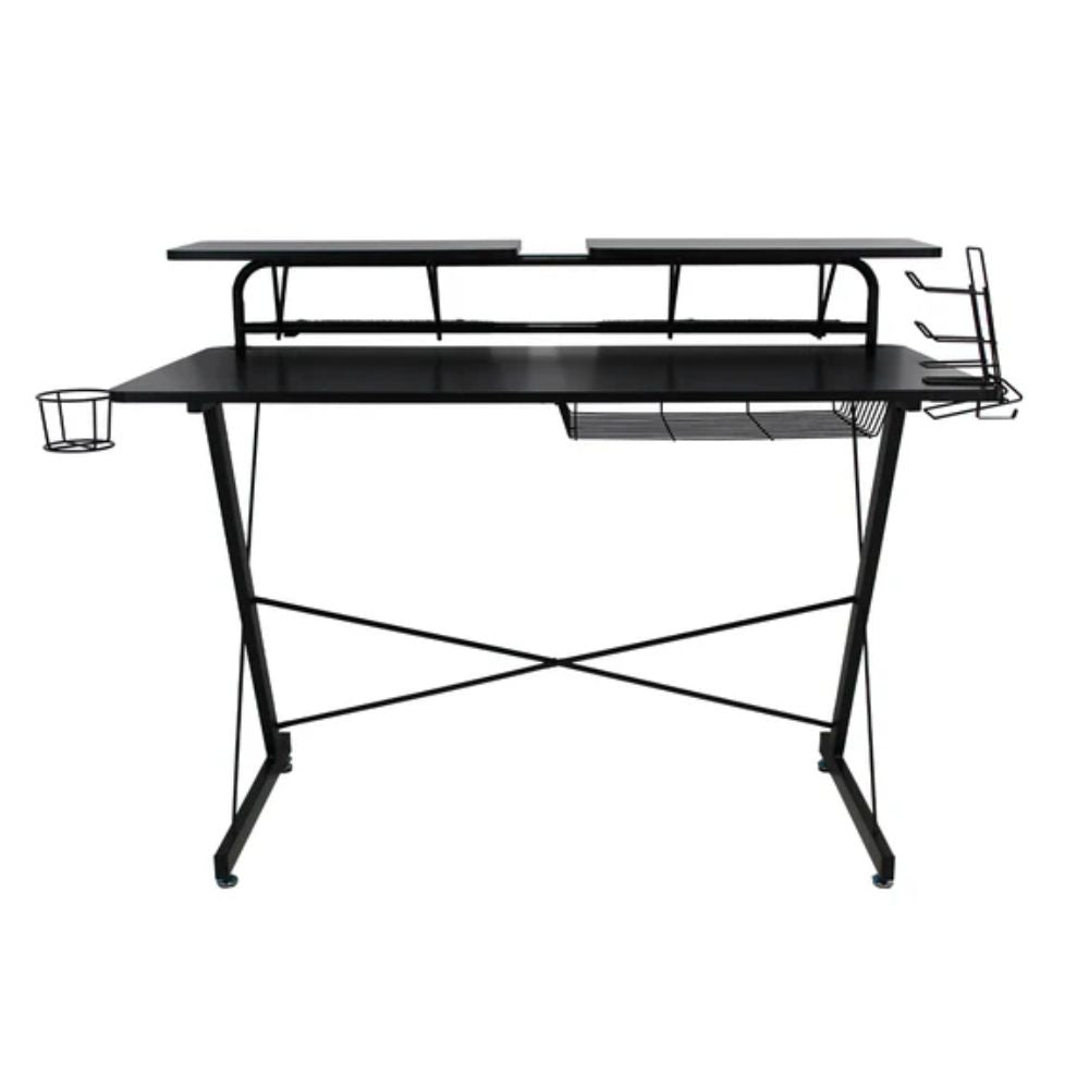 ESCRITORIO KINGSTRONG NOVA 120X60 MOB - 282 ESCR0903187 | Escritorio Ocasional Zonas de Estudio | Repisas Móviles Rejilla en la Parte Inferior Base Metal | Negro | Madera | Interior - ESCR0903187 - Mundo In - NOGAL BEAT - Escritorio