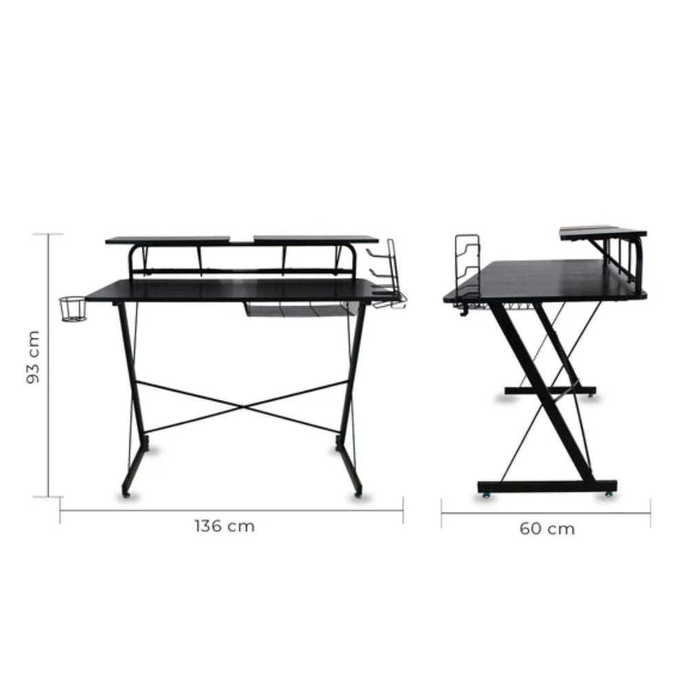ESCRITORIO KINGSTRONG NOVA 120X60 MOB - 282 ESCR0903187 | Escritorio Ocasional Zonas de Estudio | Repisas Móviles Rejilla en la Parte Inferior Base Metal | Negro | Madera | Interior - ESCR0903187 - Mundo In - NOGAL BEAT - Escritorio