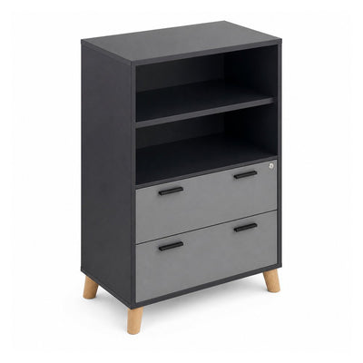 Librero Alto - VERSA DASH - Estructura Negra - Patas de Madera de Haya y Superior - DS-884 - VERSA - NOGAL BEAT - Librero
