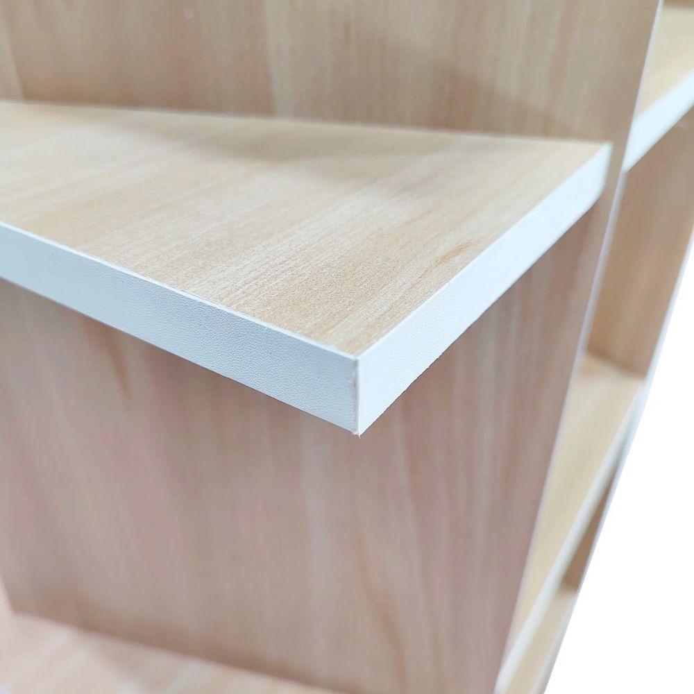 LIBRERO NOGAL BEAT LIBR0904385 ESQUINERO REGGO | Librero Esquinero para Sala de Estar | Estructura Laminado Plástico | Soportes de Madera | Interior - LIBR0904385 - Mundo In - NOGAL BEAT - Librero