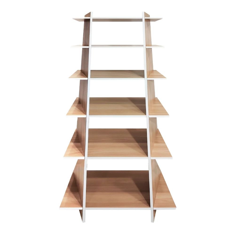 LIBRERO NOGAL BEAT LIBR0904385 ESQUINERO REGGO | Librero Esquinero para Sala de Estar | Estructura Laminado Plástico | Soportes de Madera | Interior - LIBR0904385 - Mundo In - NOGAL BEAT - Librero