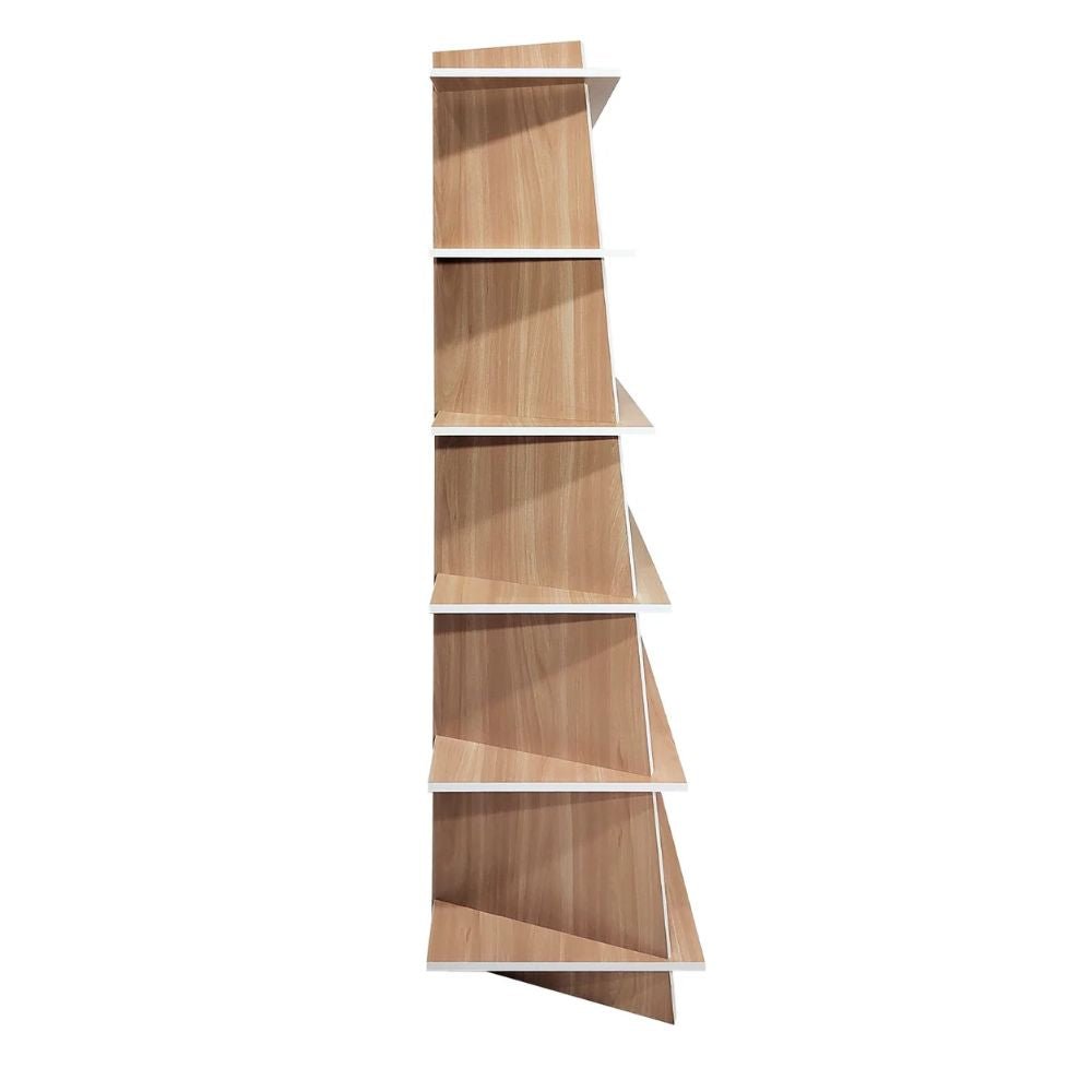 LIBRERO NOGAL BEAT LIBR0904385 ESQUINERO REGGO | Librero Esquinero para Sala de Estar | Estructura Laminado Plástico | Soportes de Madera | Interior - LIBR0904385 - Mundo In - NOGAL BEAT - Librero