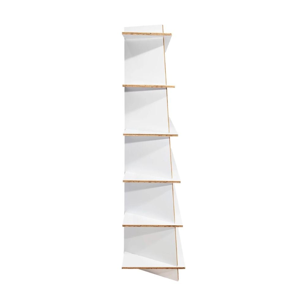 LIBRERO NOGAL BEAT LIBR0904385 ESQUINERO REGGO | Librero Esquinero para Sala de Estar | Estructura Laminado Plástico | Soportes de Madera | Interior - LIBR0904385 - Mundo In - NOGAL BEAT - Librero