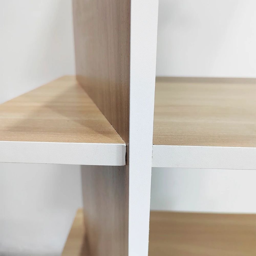 LIBRERO NOGAL BEAT LIBR0904385 ESQUINERO REGGO | Librero Esquinero para Sala de Estar | Estructura Laminado Plástico | Soportes de Madera | Interior - LIBR0904385 - Mundo In - NOGAL BEAT - Librero