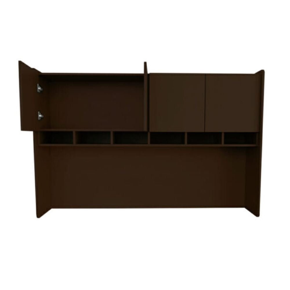 LIBRERO OFIK ELITE 218 | Librero Sobre Credenza | 4 Puertas | Canto PVC | Chapas Bisagras Importadas | Interior - 218 - OFIK - NOGAL BEAT - Librero