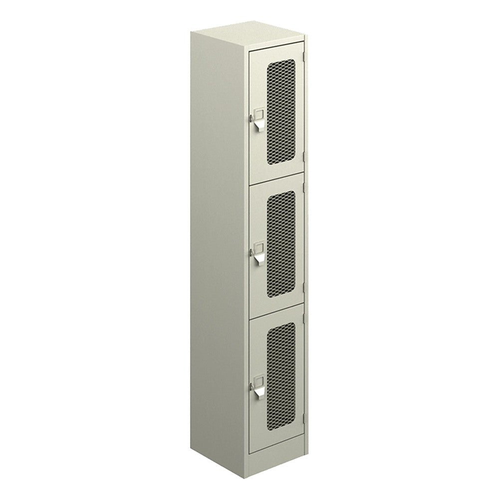 Locker Metálico para Área de Personal - GEBESA ARCHIVO Y ALMACENAJE - Frente 36 cm - 3 Puertas con Malla 3B - GAA753 - GEBESA - NOGAL BEAT - Archivero