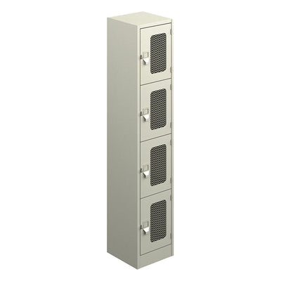 Locker Metálico para Planta Industrial - GEBESA ARCHIVO Y ALMACENAJE - Frente 36 cm - 4 Puertas con Malla 3B - GAA754 - GEBESA - NOGAL BEAT - Archivero