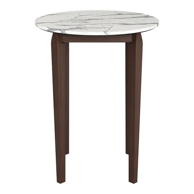 Mesa Alta para Bar - ZUO VERNON - Blanco - Cubierta de Piedra HPL Símil Mármol y Estructura de Madera de Hule - 110089 - Zuo - NOGAL BEAT - Mesa Comercial Interior