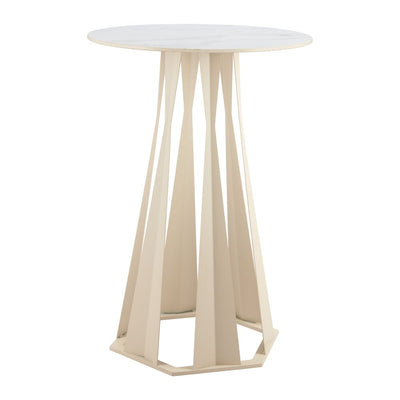 Mesa Alta para Snack Bar - ZUO AXIS - Blanco - Cubierta de Piedra Sinterizada Símil Mármol y Estructura de Acero con Recubrimiento en Polvo - 110868 - Zuo - NOGAL BEAT - Mesa Comercial Interior