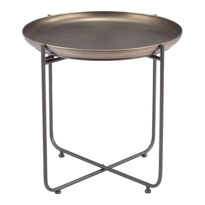 Mesa Auxiliar para Consultorio - ZUO BRONSON - Bronce - Estructura y Cubierta en Acero Pintado - 109596 - Zuo - NOGAL BEAT - Mesa Comercial Interior