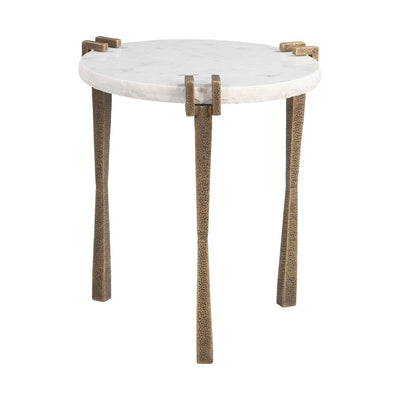 Mesa Auxiliar para Coworking - ZUO RENCH - Blanco - Cubierta de Mármol Natural y Estructura de Hierro Chapado - 110592 - Zuo - NOGAL BEAT - Mesa Comercial Interior