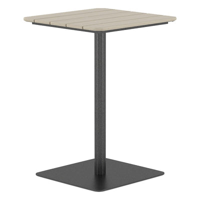 Mesa Cuadrada con Columna para Alberca - GEBESA GRC BOWEN - Alto 90 cm - Cubierta de HDPE y Base de Acero - GGRB520242436 - GEBESA - NOGAL BEAT - Mesa Comercial Exterior