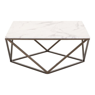 Mesa de Centro para Consultorio - ZUO TINTERN - Varios Colores - Cubierta de Piedra Compuesta Símil Mármol y Estructura de Acero con Recubrimiento en Polvo - 100657 - Zuo - NOGAL BEAT - Mesa Comercial Interior