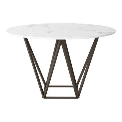 Mesa de Comedor para Food Court - ZUO TINTERN - Varios Colores - Cubierta de Piedra Compuesta Símil Mármol y Estructura de Acero con Recubrimiento en Polvo - 100715 - Zuo - NOGAL BEAT - Mesa Comercial Interior