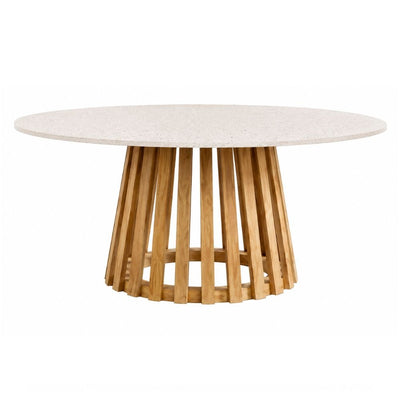 Mesa de Terraza para Cafetería - NOGAL BEAT MARBELLA - Beige - Madera Teca y Granito - MESA MARBELLA D:200 Beige granito - CAMCO - NOGAL BEAT - Mesa de Terraza