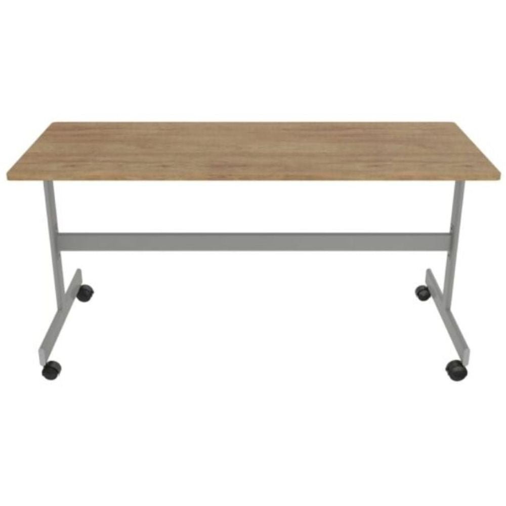 MESA OFIK 247 | Mesa Abatible 217 | Base Pistón Rodajas | Tubular Ovalado | Estructura Metálica Aluminio | Melamina | Interior - 247 - OFIK - NOGAL BEAT - Mesas