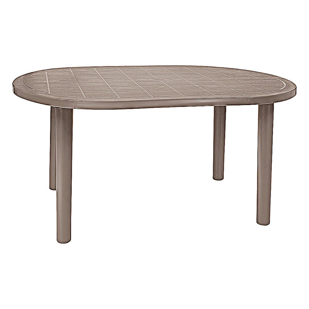 Mesa Ovalada al Aire Libre Reciclada - RESOL OLOT RECYCLED 140 X 90 - Varios Colores - 4 Puntas con Agujero Parasol y Protección UV - 06480 - Resol - NOGAL BEAT - Mesa de Terraza