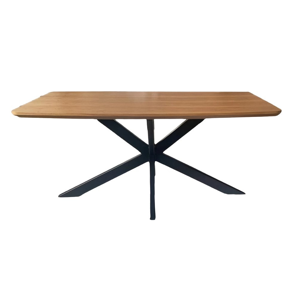 Mesa Rectangular para Restaurante - NOGAL BEAT OXFORD - Natural - Estructura Metálica y Cubierta Tipo Madera - MESA OXFORD 160*80 RECTANGULAR - MDO - NOGAL BEAT - Mesa Comercial Interior
