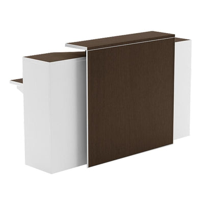 MODULO OFIK KENZA 772 | Modulo Recepcion Recta | Aglomerado | Faldón | Jaladeras | Cantos Rectos | Pata Tubular Cuadrado | Interior - 772 - OFIK - NOGAL BEAT - Escritorio