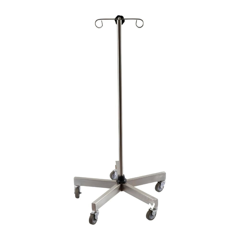 Porta Sueros para Hospital - NEXUS FLEX VOI2006 - Base 5 Apoyos Negro - Estructura Acero Inoxidable - VOI2006 - VOLUN - NOGAL BEAT - Accesorio Médico