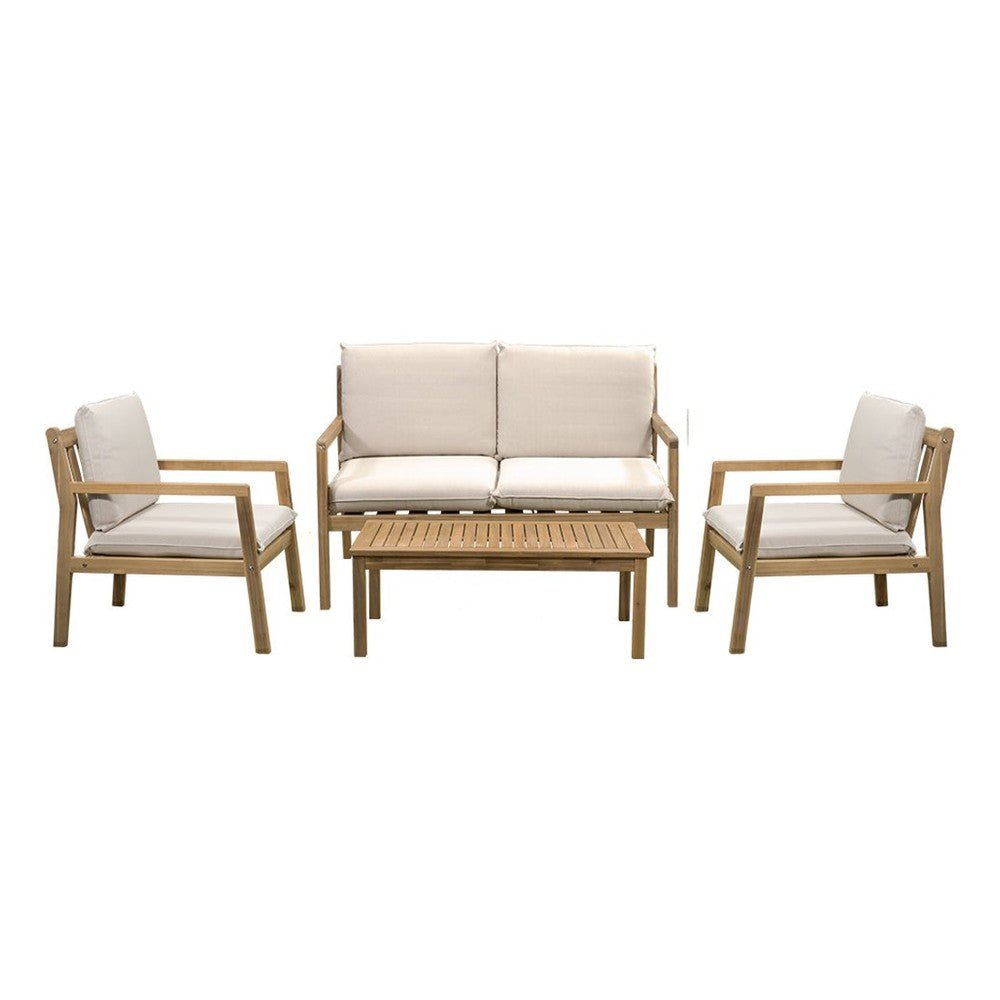 Sala de Terraza para Áreas de Estar - NOGAL BEAT JULIETA - Beige - Madera de Acacia y Tela Poliester - SALA JULIETA Beige - CAMCO - NOGAL BEAT - Sofá de Terraza