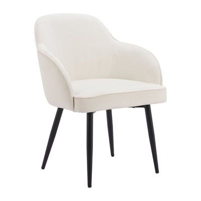 Silla Comercial para Cafetería - ZUO JOLIE - Marfil - Asiento y Respaldo Tapizados en Tela Tipo Terciopelo - 110157 - Zuo - NOGAL BEAT - Silla Comercial Interior