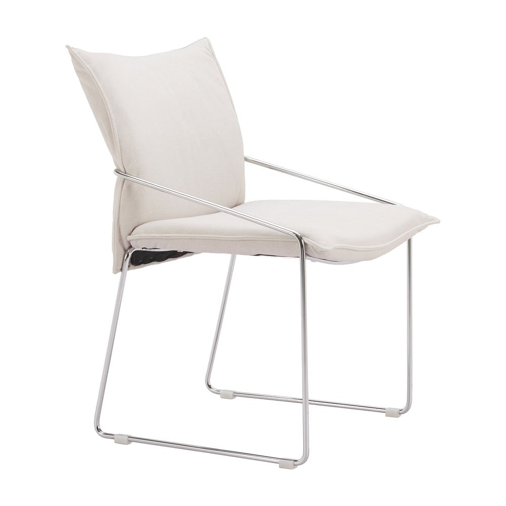 Silla Comercial para Restaurante - ZUO POLA - Blanco - Asiento y Respaldo Tapizados en Lino Sintético - 110869 - Zuo - NOGAL BEAT - Silla Comercial Interior
