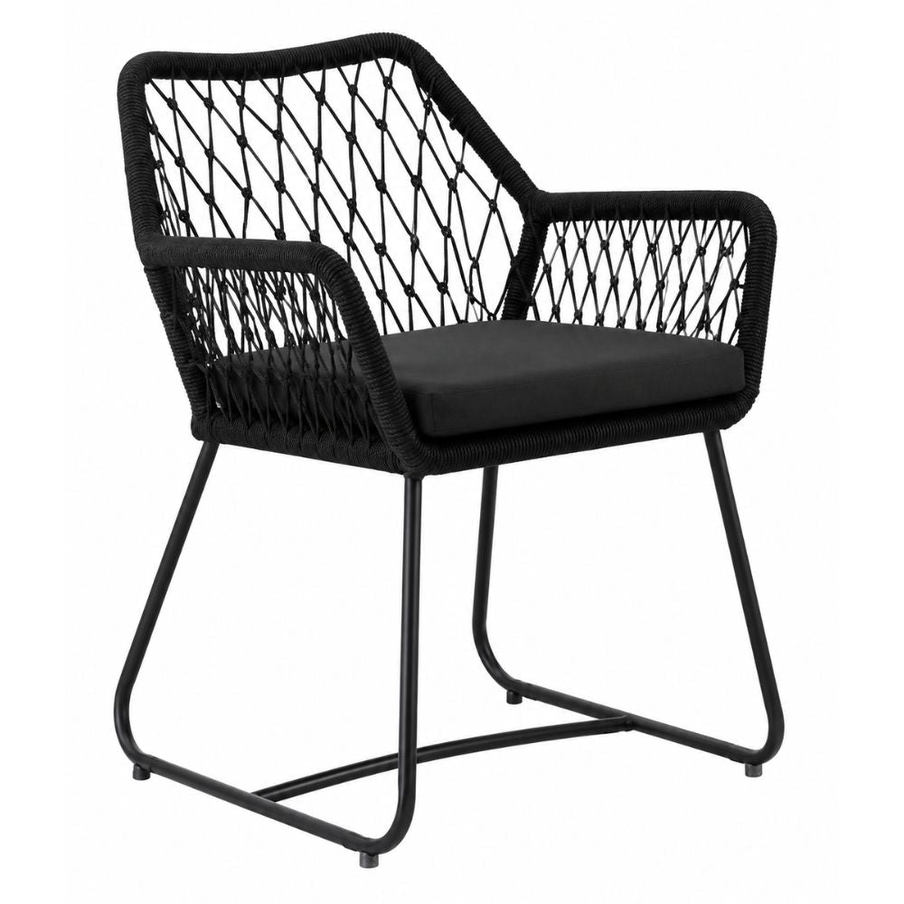 Silla de Intemperie para Hotel - NOGAL BEAT VEGA - Negro - Aluminio y Cuerda - SILLA VEGA Negro - CAMCO - NOGAL BEAT - Silla de Terraza
