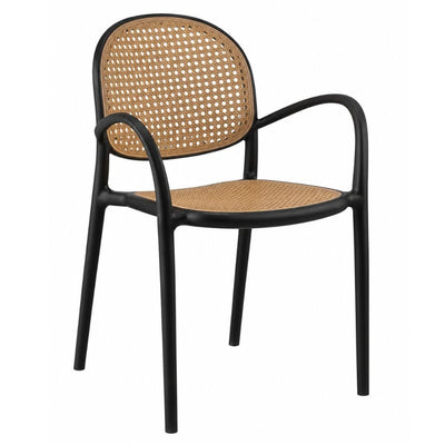 Silla de Intemperie para Zona de Alberca - NOGAL BEAT FLORENCE - Varios Colores - Polipropileno con Antebrazo - SILLA FLORENCE con antebrazo Negro / Café - CAMCO - NOGAL BEAT - Silla de Terraza