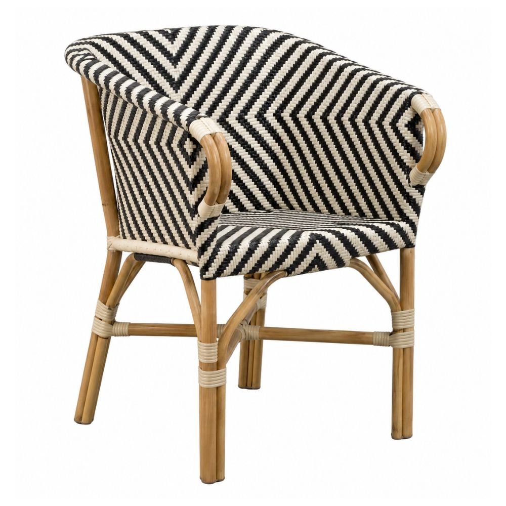 Silla de Interior para Restaurante - NOGAL BEAT SAFARI - Blanco / Negro - Rattan y Polyrattan - SILLA SAFARI Blanco / Negro - CAMCO - NOGAL BEAT - Silla Comercial Interior