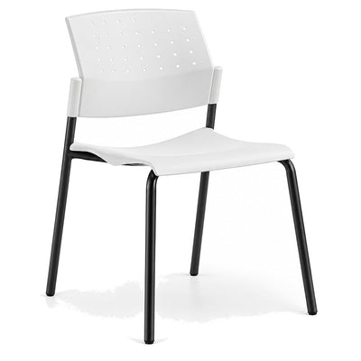 Silla de Oficina de Sala de Espera - LABENZE ARETA 106-00200 - Blanco - Estructura Tubular Negro sin Brazos - 106-00200-ESP - Labenze - NOGAL BEAT - Silla de Visita