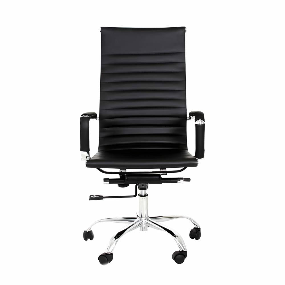 Silla directiva Nogal Beat Cádiz con respaldo tapizado, brazos en PU y base negra giratoria