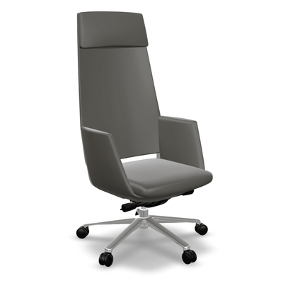Silla de Oficina Directiva Reclinable Respaldo Alto - REQUIEZ ZENIT - Varios Colores - Tapizado Tipo Piel con Brazos Integrales y 5 Puntas con Rodamientos - RP-6050/GR - Requiez - NOGAL BEAT - Silla Directiva