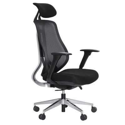 Silla De Oficina Ejecutiva - ALBAR AC-40E - Varios Colores - Respaldo En Malla y Asiento Tapizado - AC-40E NE - ALBAR - NOGAL BEAT - Silla Ejecutiva