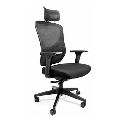 Silla de Oficina Ejecutiva - NOGAL BEAT S.A.T. - Negro - Asiento en Malla y Respaldo Tapizado - S.A.T. - MOBILIARIO EN MOVIMIENTO - NOGAL BEAT - Silla de oficina