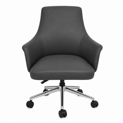 Silla de Oficina Ejecutiva - OFFIHO REGIO MEDIO CP05-GM - Gris - Aluminio Pulido - Tapizado en Vinipiel - CP05-GM - OFFIHO - NOGAL BEAT - Silla Ejecutiva