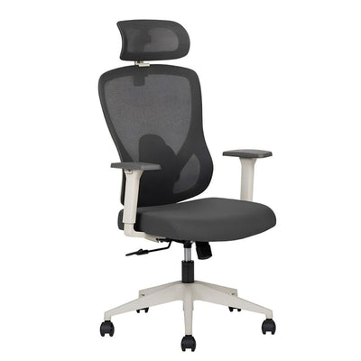 Silla De Oficina Ejecutiva - TECHNO PILOT WHITE RESPALDO ALTO - Gris - Respaldo en Malla y Asiento Tapizado - - Techno - NOGAL BEAT - Silla de Oficina
