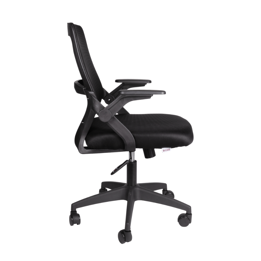 Silla de Oficina Operativa Ergonómica - OFFIHO AREZZO - Negra - Respaldo en Malla y Asiento Tapizado - AREZZO - Brazos Abatibles - OFFIHO - NOGAL BEAT - Sillas de Oficina
