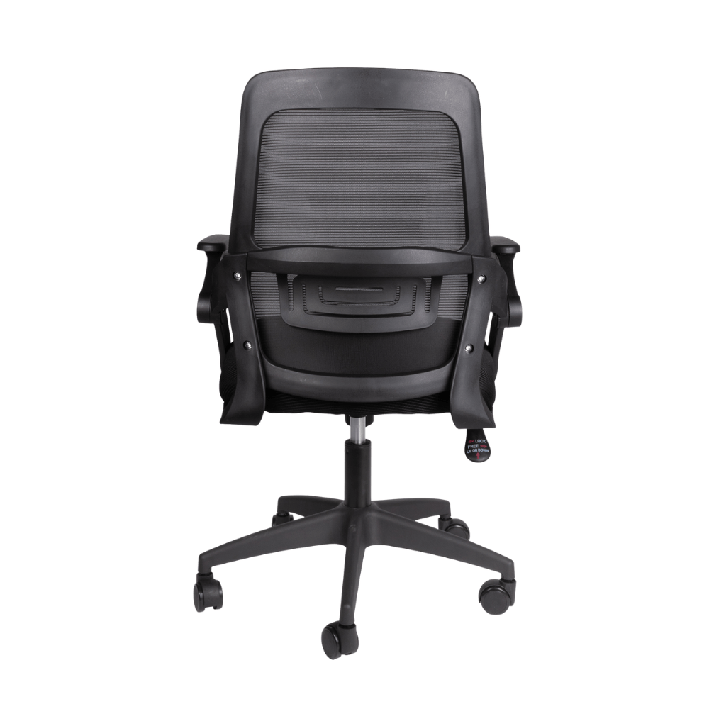 Silla de Oficina Operativa Ergonómica - OFFIHO AREZZO - Negra - Respaldo en Malla y Asiento Tapizado - AREZZO - Brazos Abatibles - OFFIHO - NOGAL BEAT - Sillas de Oficina