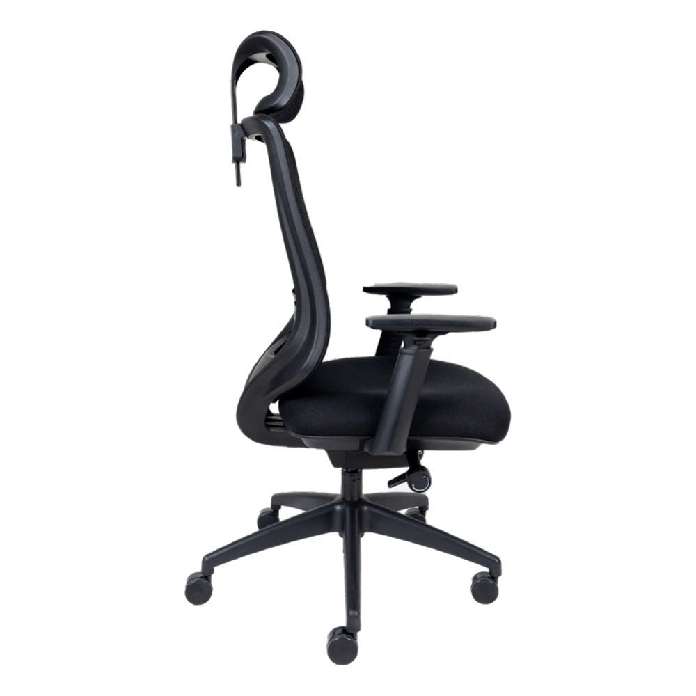 Silla de Oficina Operativa Reclinable - REQUIEZ LEAH RE-2161 - Negra - Slider - Brazos Ajustables 1D - Respaldo Tapizado en Mesh - RE-2161/NG-Cabecera - Requiez - NOGAL BEAT - Silla Operativa