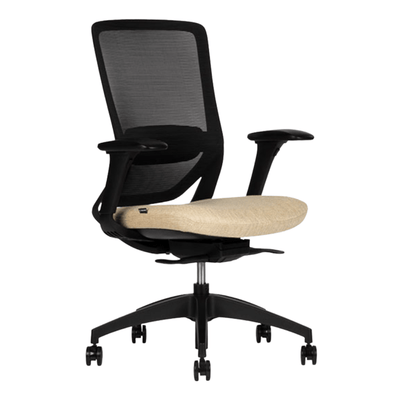 Silla De Oficina Operativa Soporte Lumbar - TECHNO SOUL BLACK RESPALDO BAJO - Respaldo y Asiento Tapizado - SOUL BLACK RESPALDO BAJO Addison - Techno - NOGAL BEAT - Sillas de Oficina